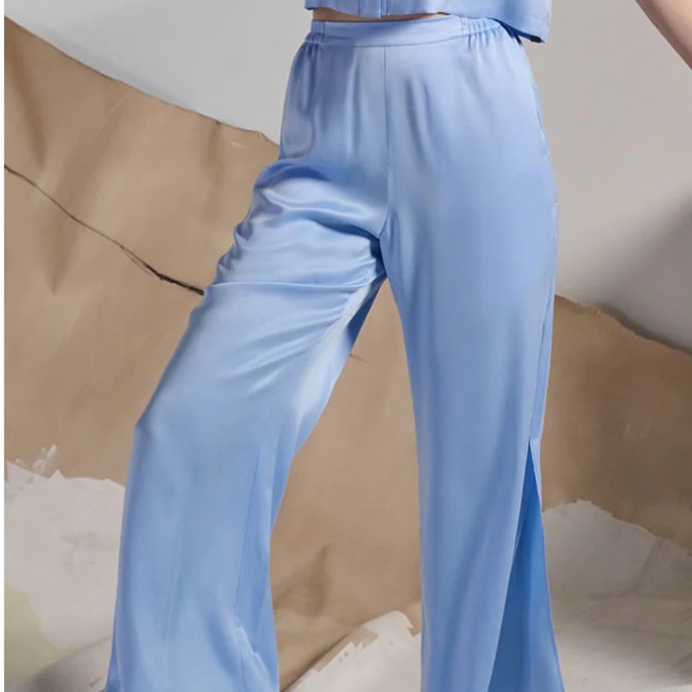 lunya good in bed blue silk pj pants sz s - Picture 2 of 9